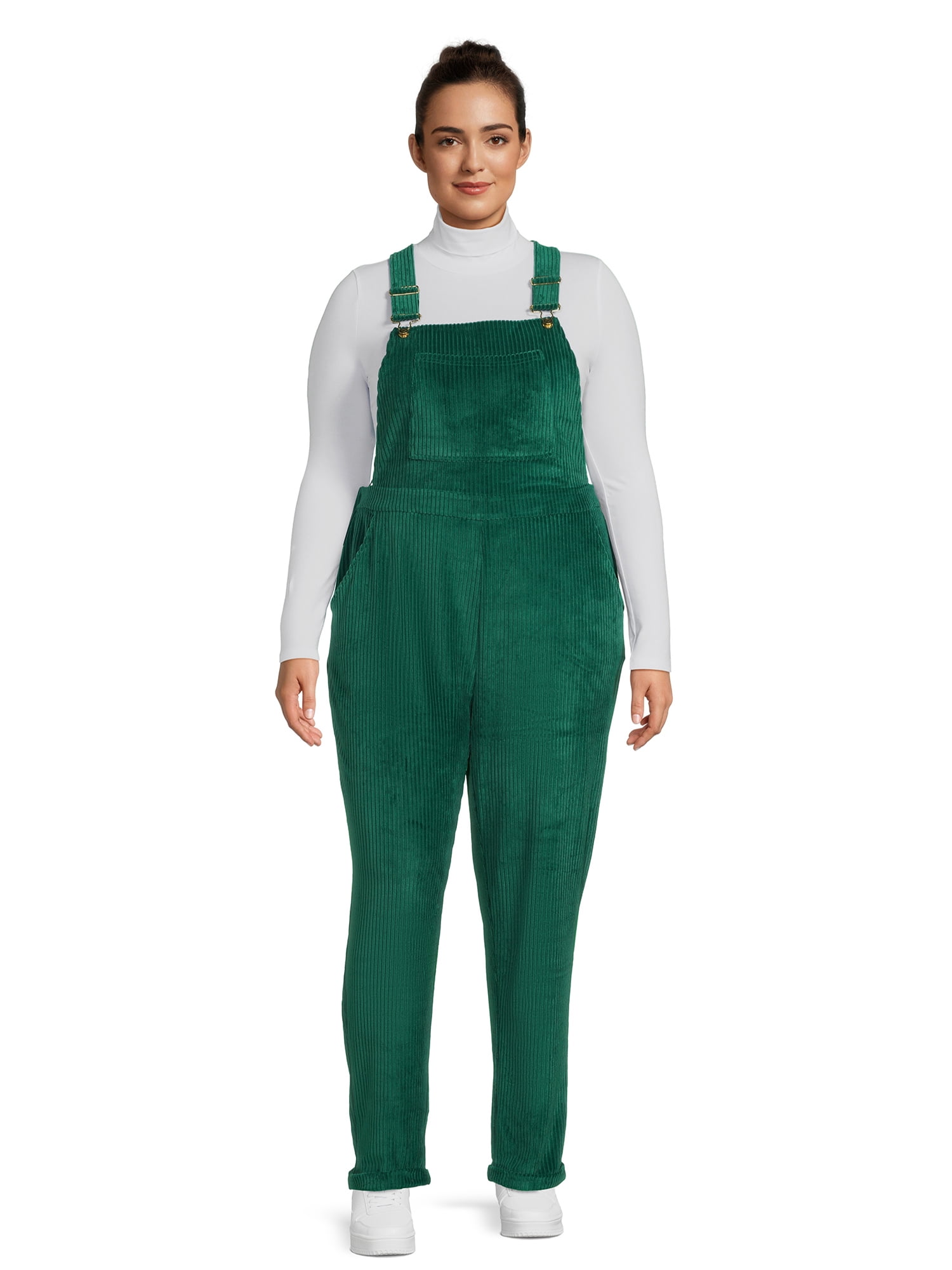 No Boundaries Juniors Plus Size Knit Corduroy Overalls