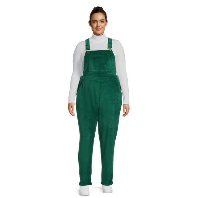 No Boundaries Juniors Plus Size Knit Corduroy Overalls