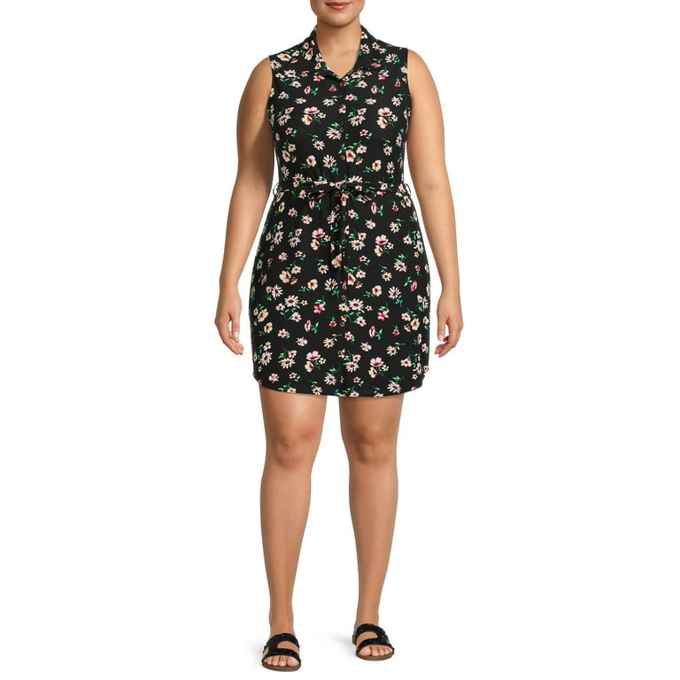 No Boundaries Juniors' Plus Size Lace Back Shirt Dress - Walmart.com
