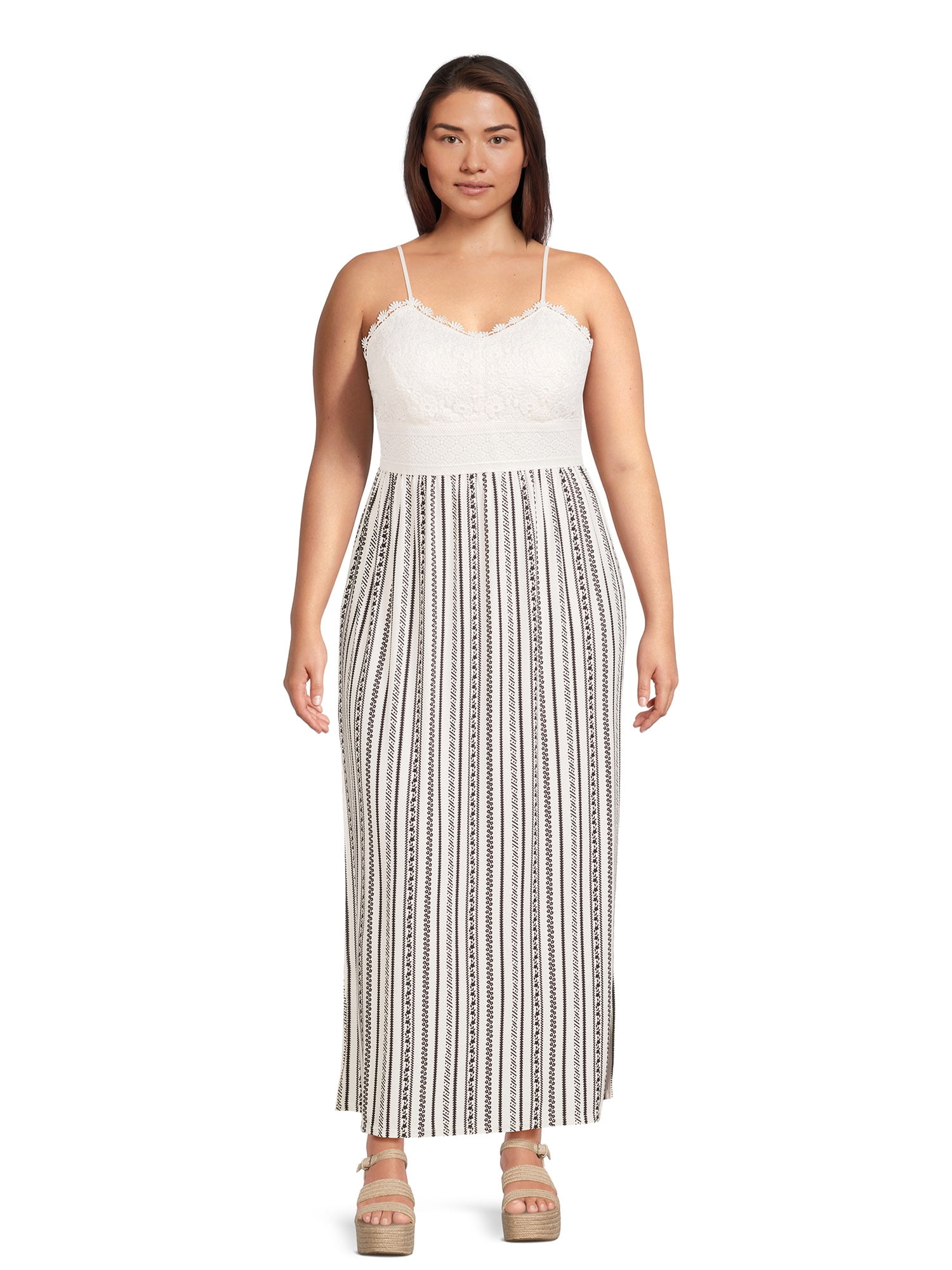 No Boundaries Juniors and Juniors Plus Size Lace Top Sleeveless Maxi Dress Sizes XS 4X Walmart