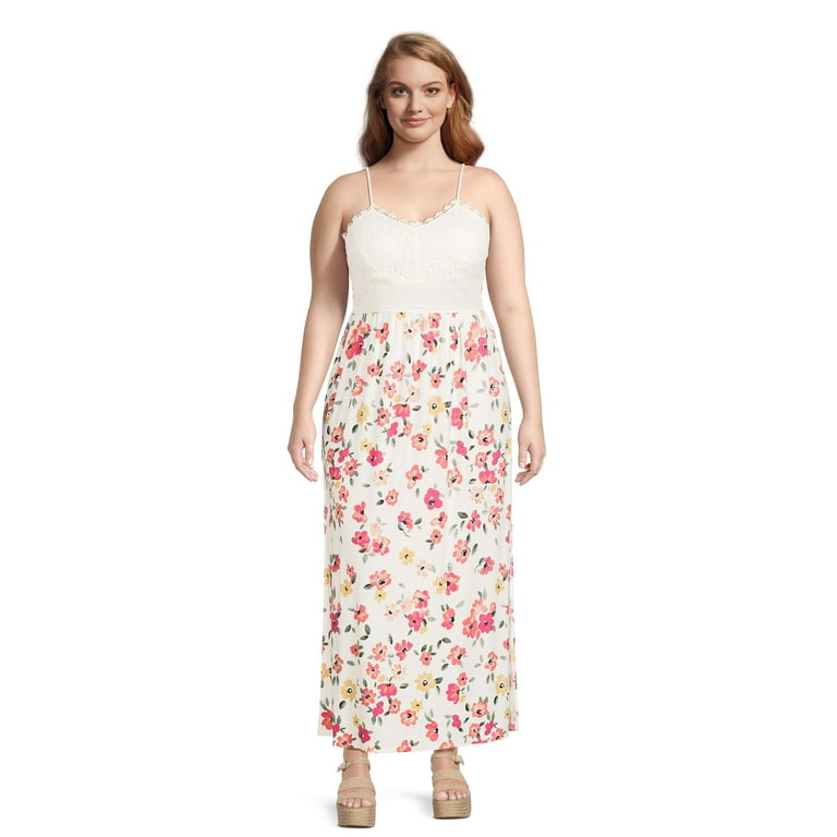 No Boundaries Juniors and Juniors Plus Size Lace Top Sleeveless Maxi Dress Sizes XS 4X Walmart