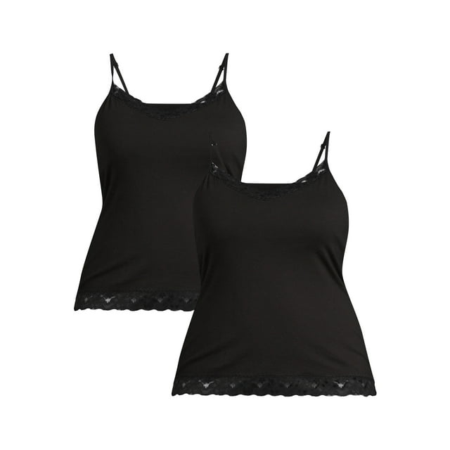 No Boundaries Juniors Plus Size Lace Trim Cami Tank Top, 2Pack