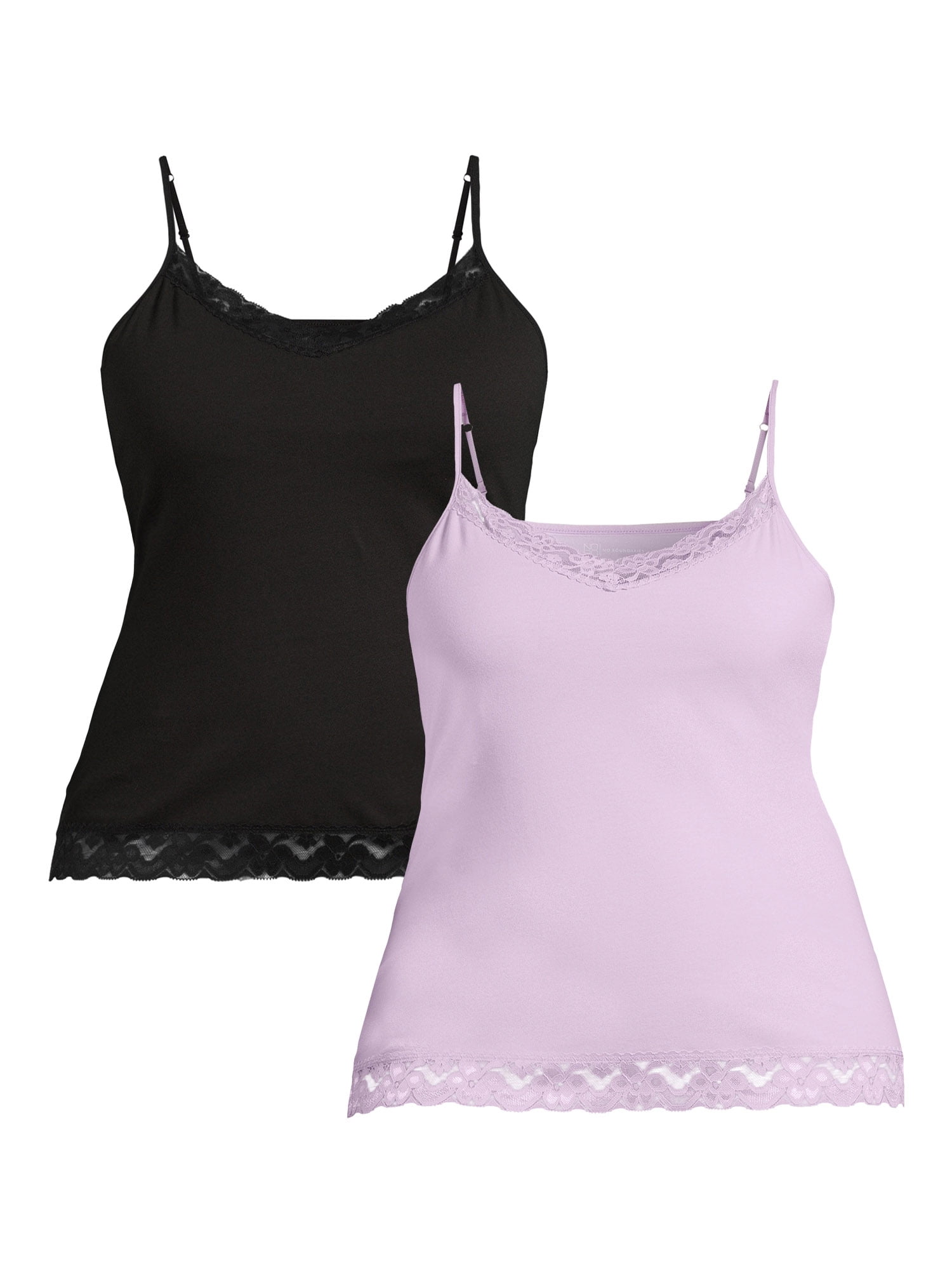 No Boundaries Juniors Plus Size Lace Trim Cami Tank Top, 2Pack