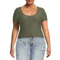 thumbnail image 1 of No Boundaries Juniors Plus Size Lace Up Front Top, 1 of 5