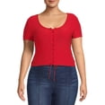 thumbnail image 1 of No Boundaries Juniors Plus Size Lace Up Front Top, 1 of 5