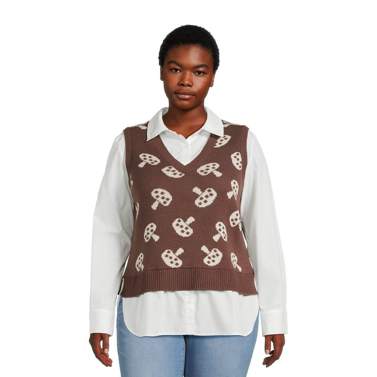 No Boundaries Juniors' Plus Size Layered Look Sweater Vest 
