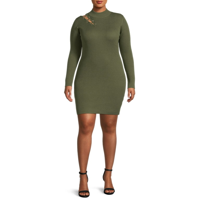 No Boundaries Juniors Plus Size Mock Neck Cut Out Dress Walmart