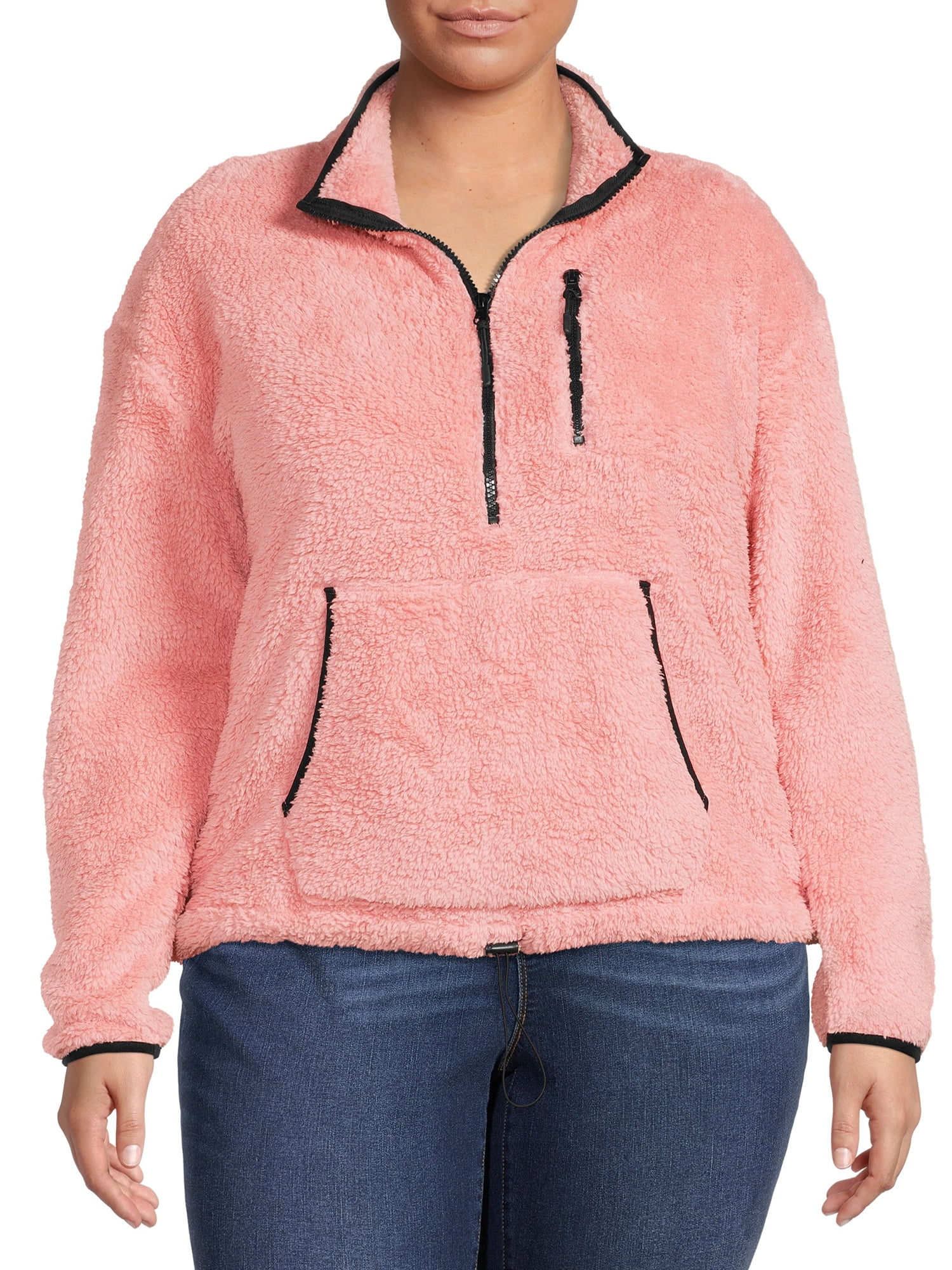 No Boundaries Juniors Plus Size Plush Half Zip Pullover