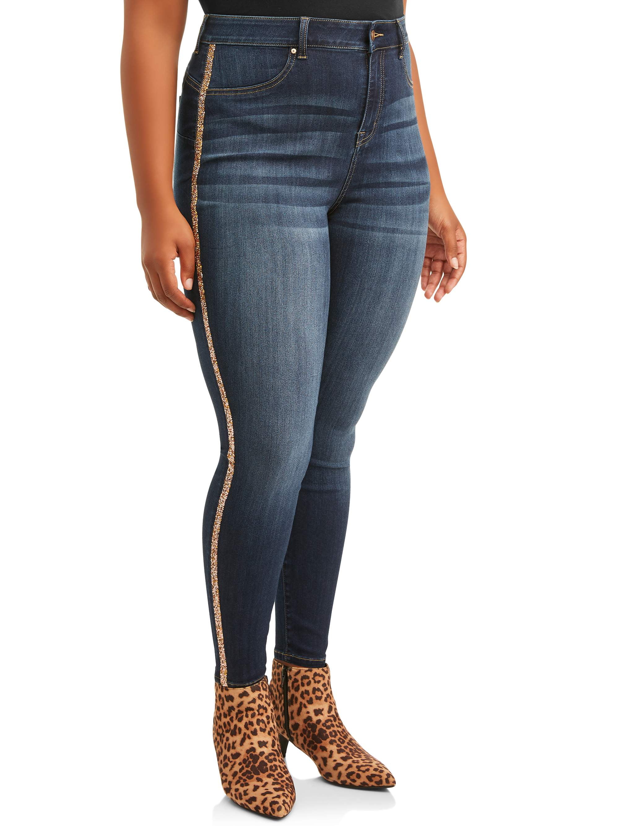 Rhinestone clearance stripe jeans