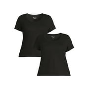 No Boundaries 2 Pack Short Sleeve Scoop T-Shirt, Women's Plus