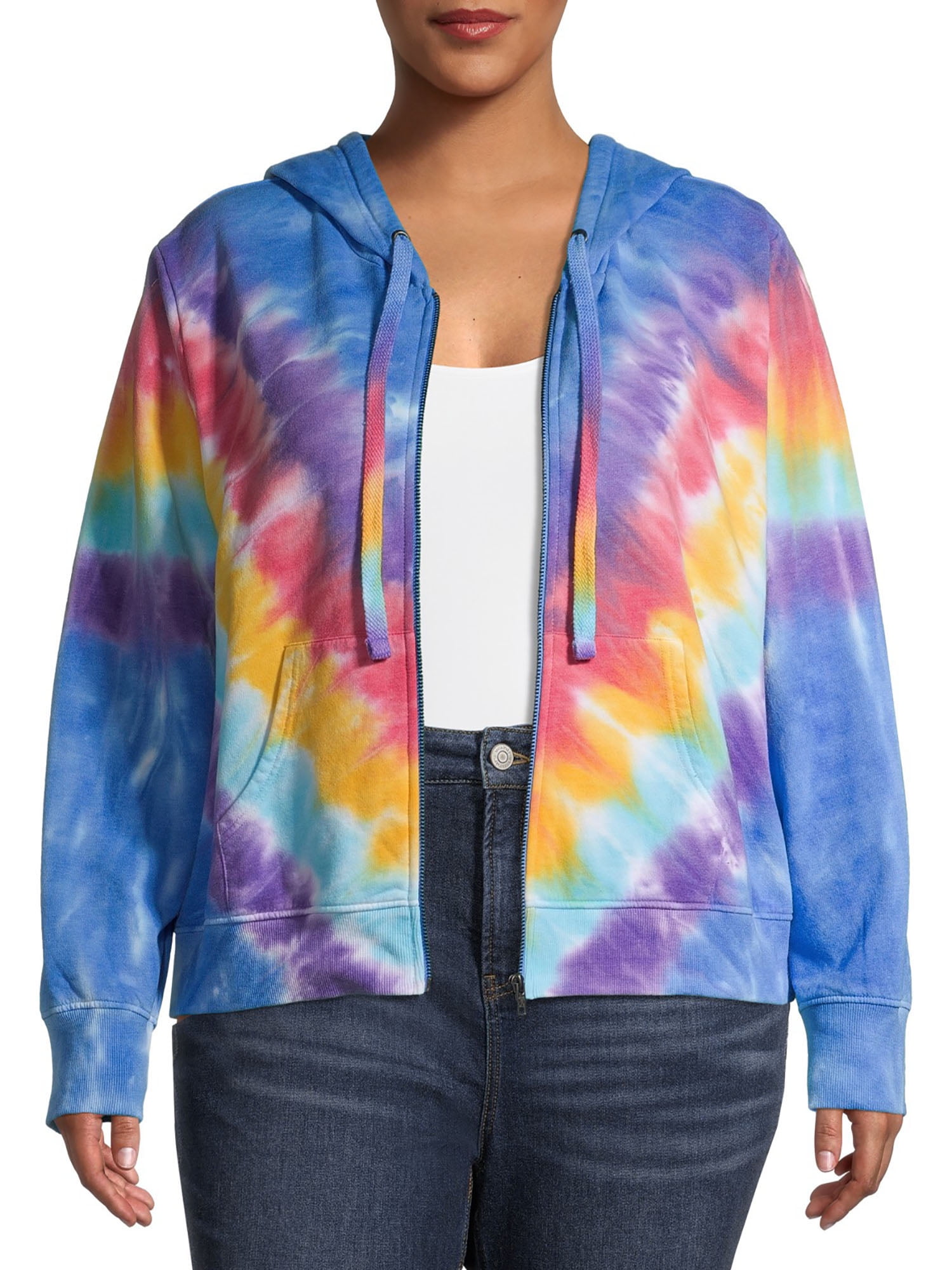No Boundaries Juniors Plus Size Tie Dye Zip up Hoodie