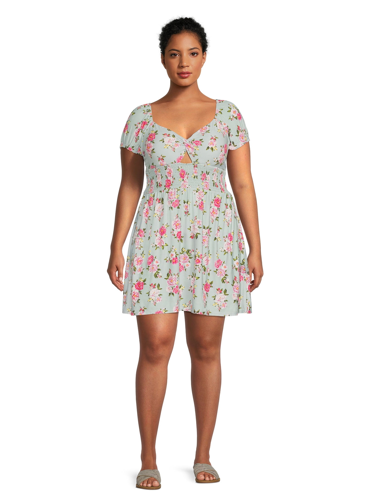 No Boundaries Juniors Plus Size Twist Front Dress with Lace Up Back