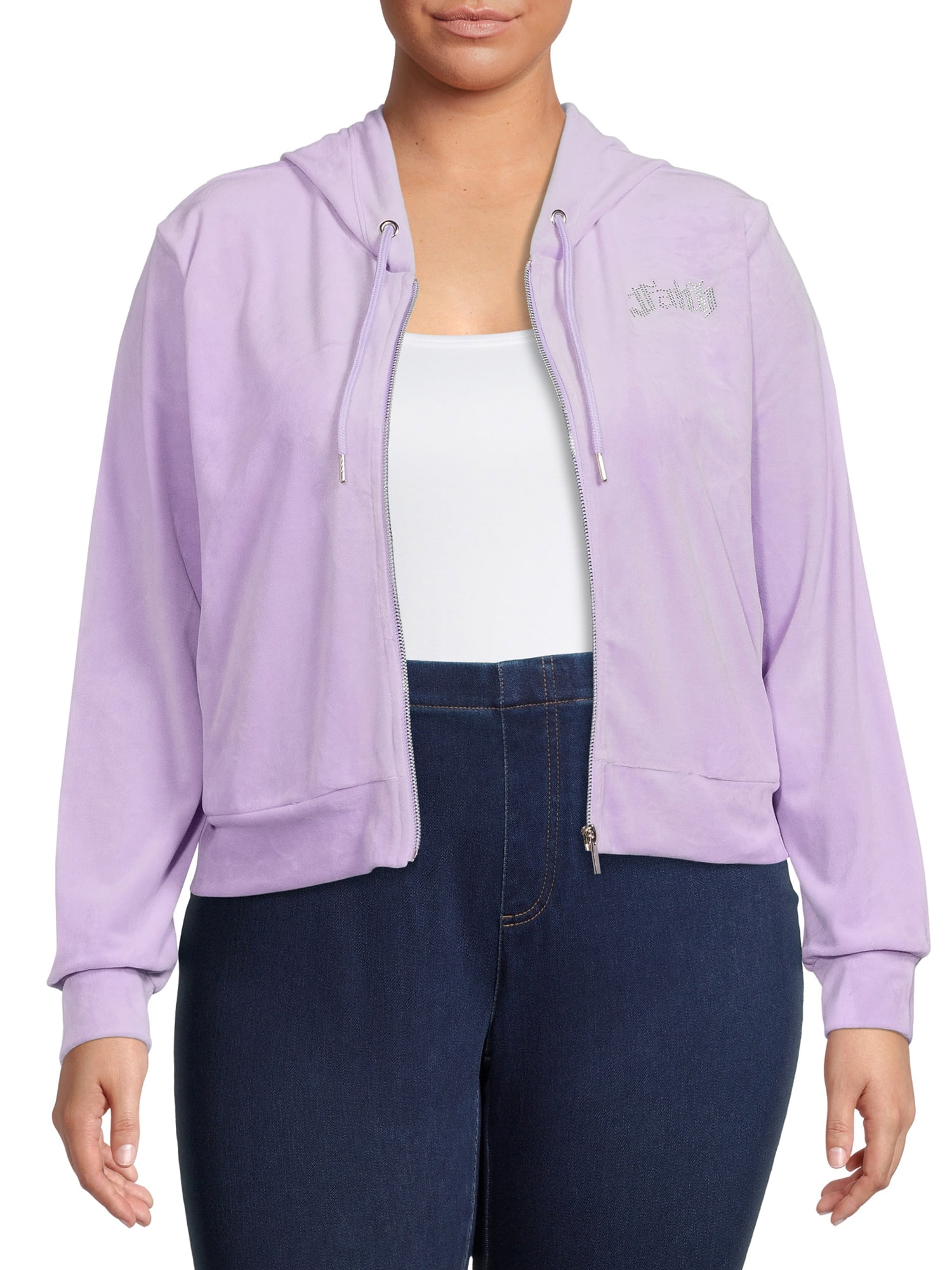Plus Size Lilac Purple Basic Zip Through Hoodie
