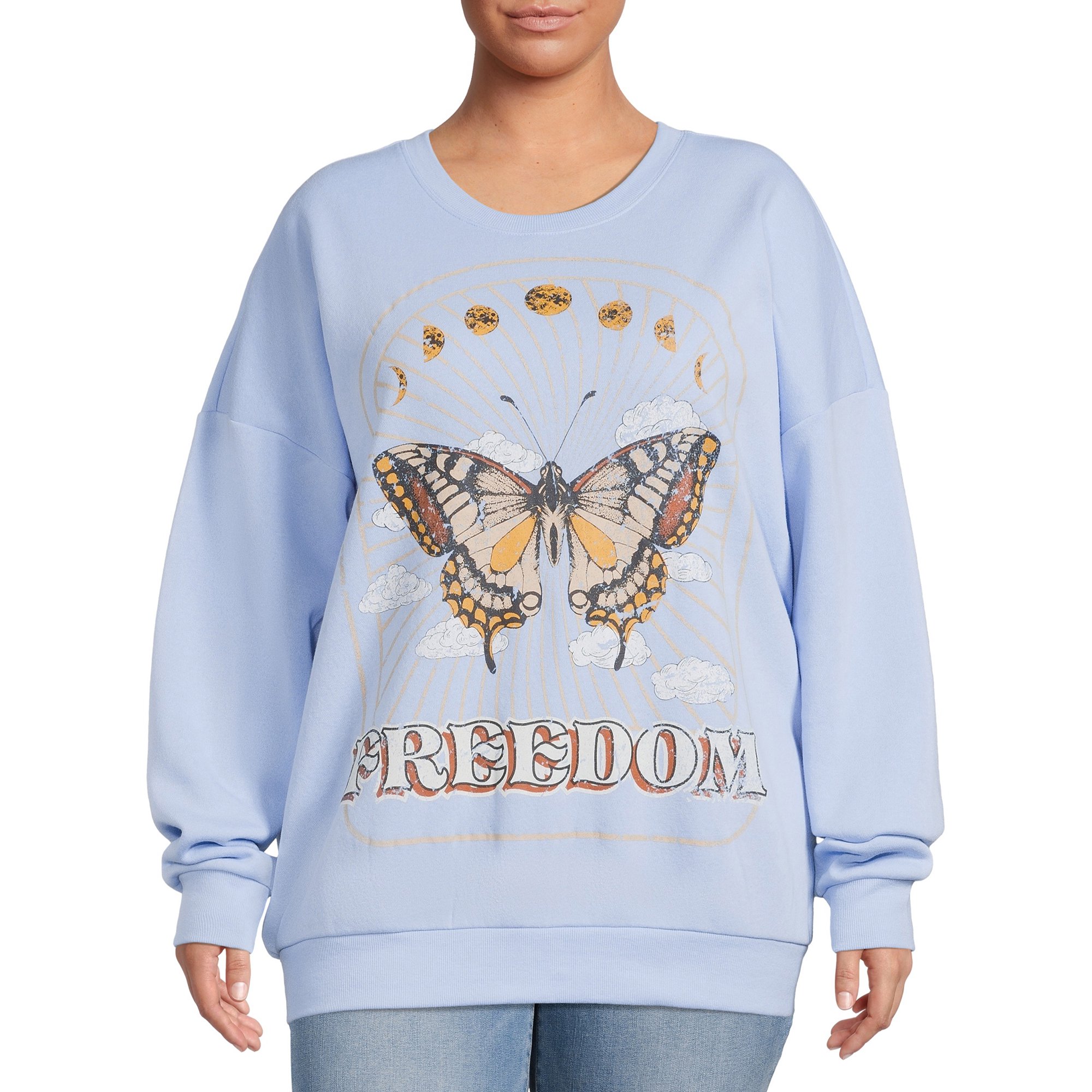 No Boundaries Juniors Plus Size Washed Graphic Crewneck Sweatshirt, Sizes  1X-4X - Walmart.com