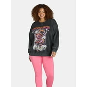 No Boundaries Women's Plus Size Graphic Crewneck Pullover Sweatshirt