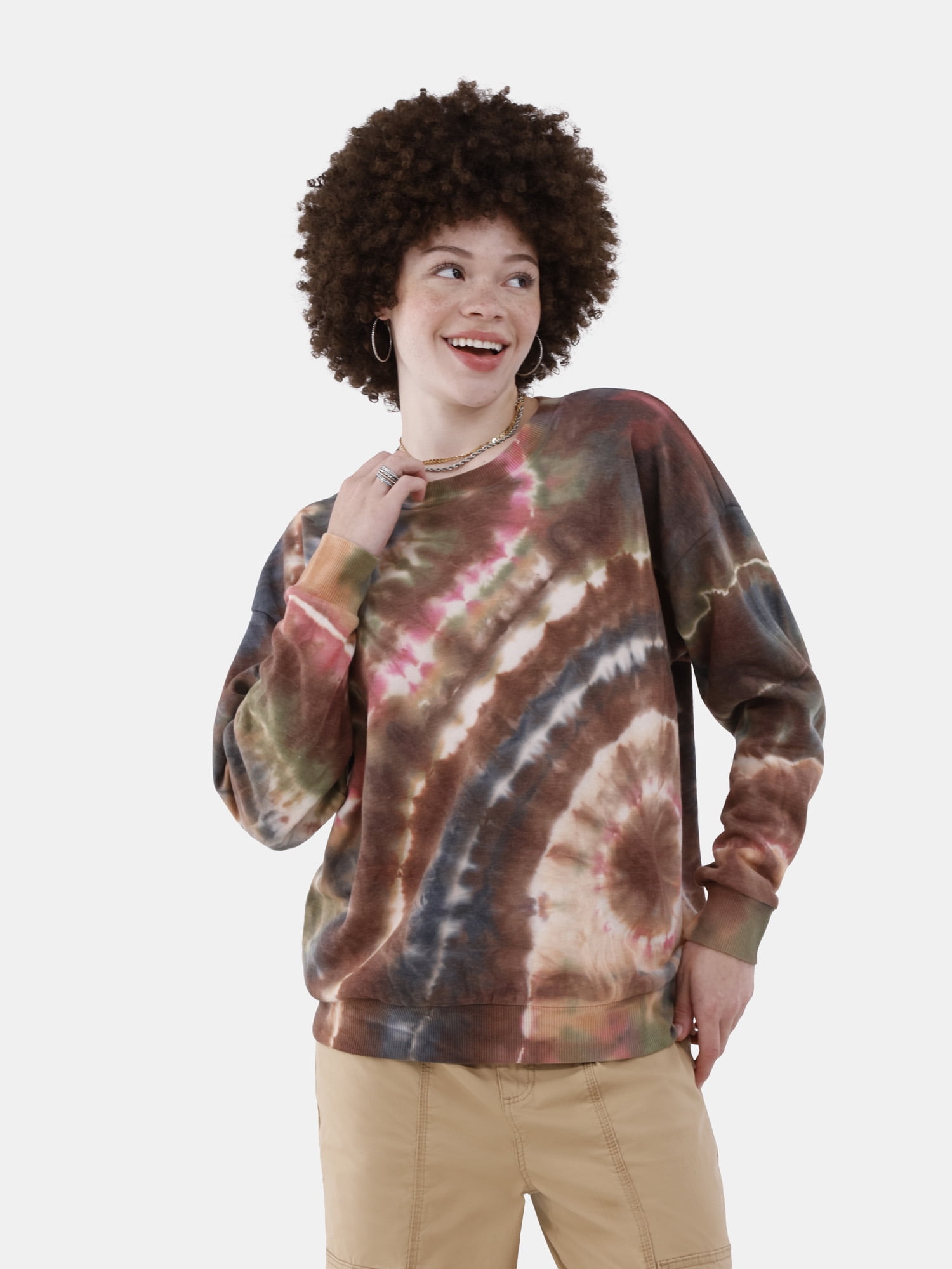 No Boundaries Women's Plus Size Graphic Crewneck Pullover Sweatshirt