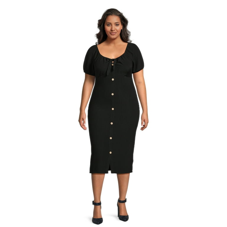 No Boundaries Juniors Plus Size Wiggle Knit Midi Dress Walmart