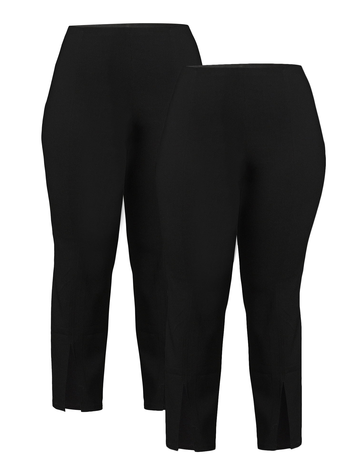 No Boundaries Juniors Plus Stretch Straight Leg Slit Front Pants 2 Pack Walmart