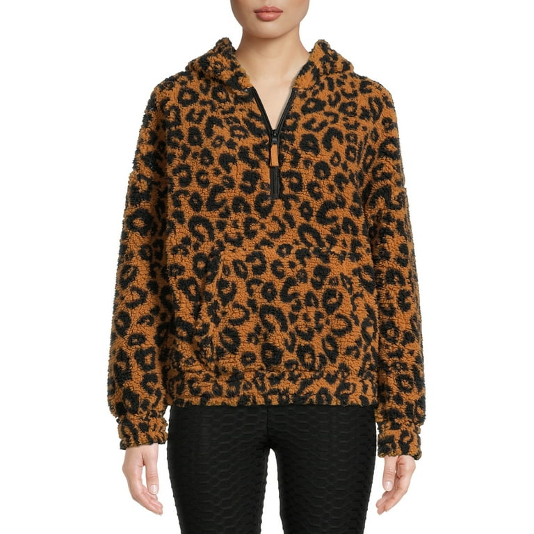 No Boundaries Juniors Printed Half Zip Faux Sherpa Hoodie Walmart