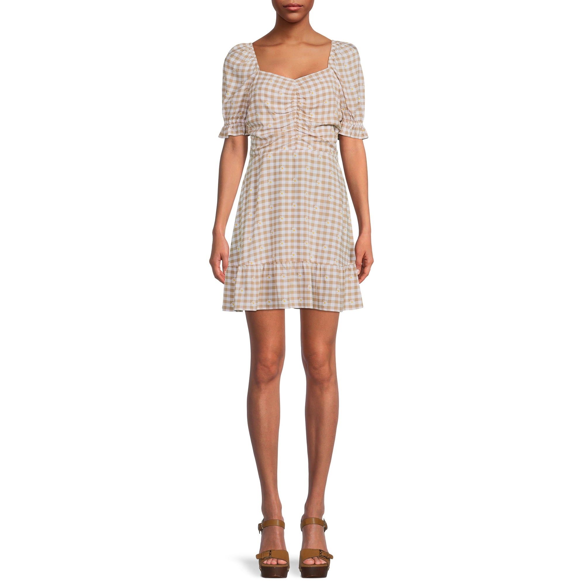 No Boundaries Juniors' Puff Sleeve Dress - Walmart.com