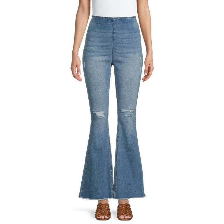 No Boundaries Juniors Pull-On Flare Jeans 