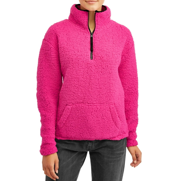 No Boundaries Juniors Quarter Zip Sherpa Pullover Sweater Walmart