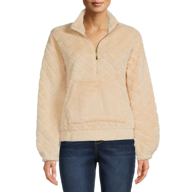No Boundaries Juniors Quilted Faux Fur Pullover Walmart