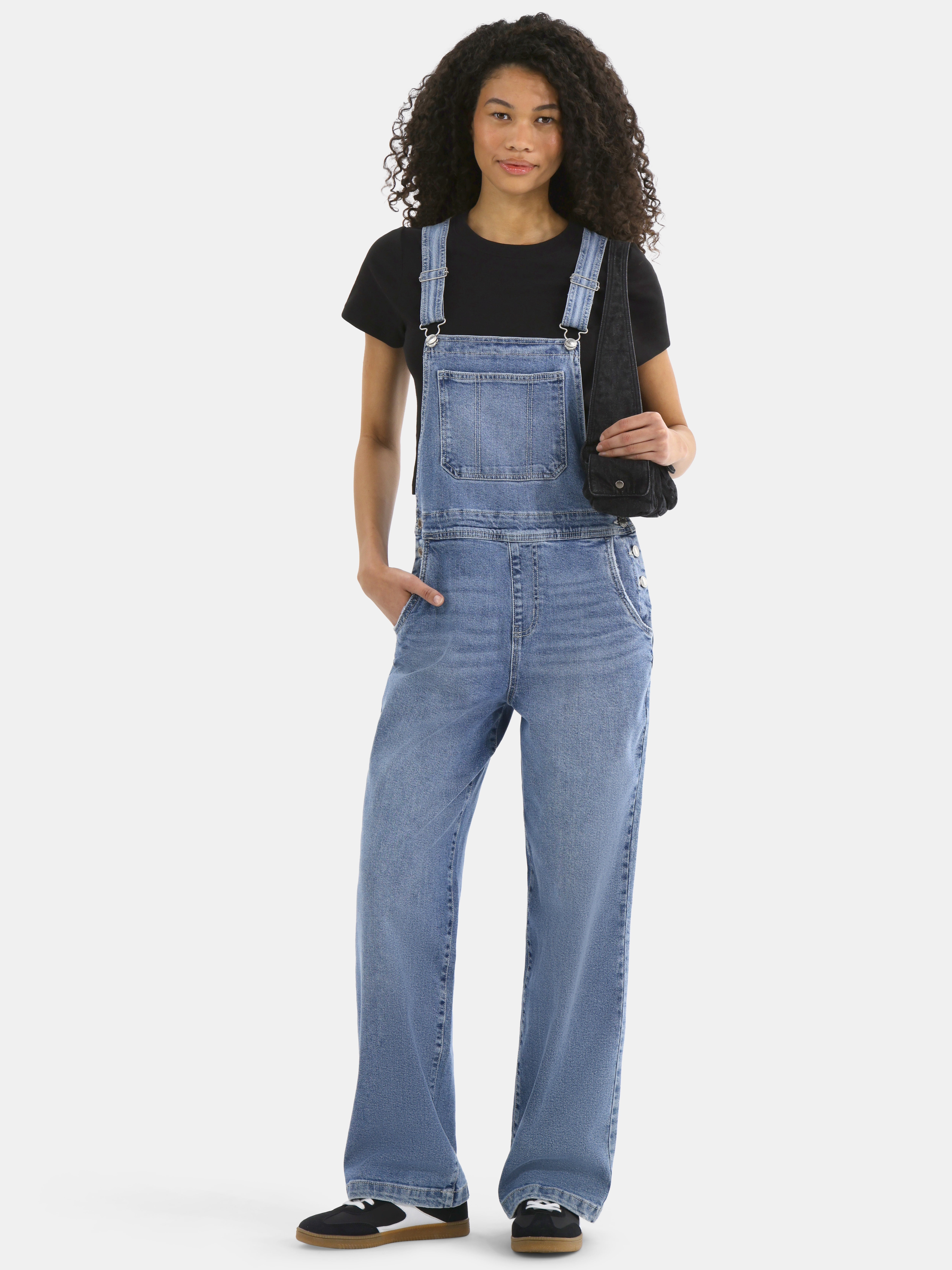 No Boundaries Baggy Denim Overalls, Women's - Walmart.com