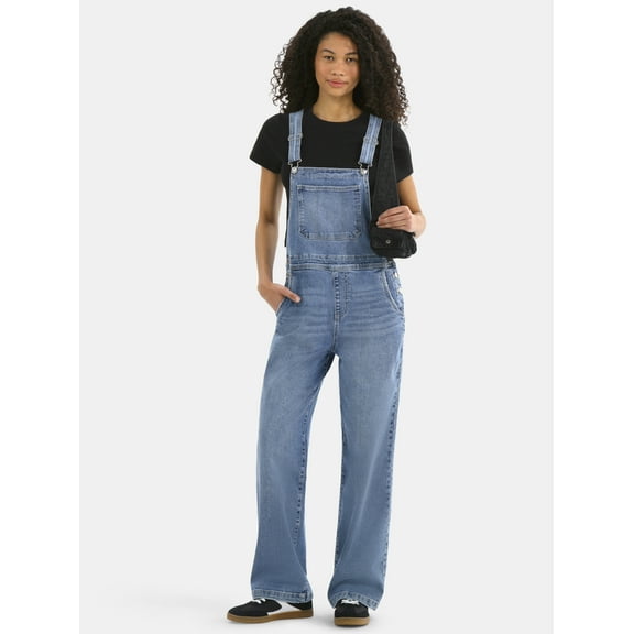 No Boundaries Baggy Denim Overalls, Women's