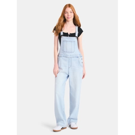 No Boundaries Baggy Denim Overalls, Women's Sizes XXS-XXL