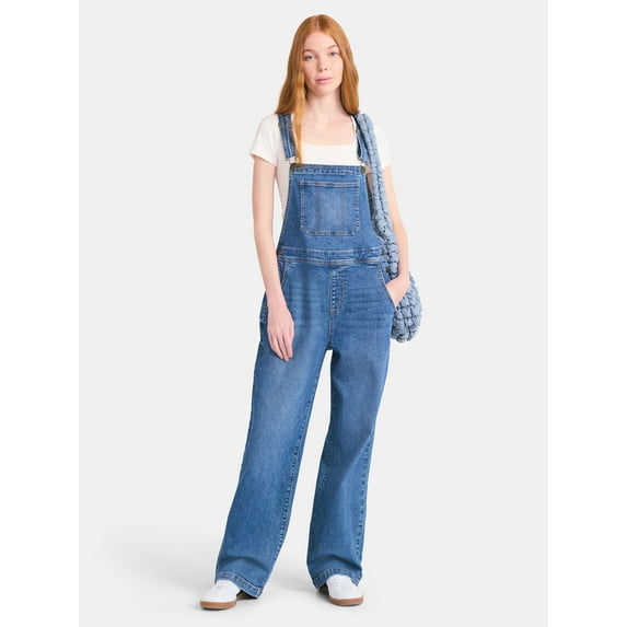 No Boundaries Baggy Denim Overalls, Women's