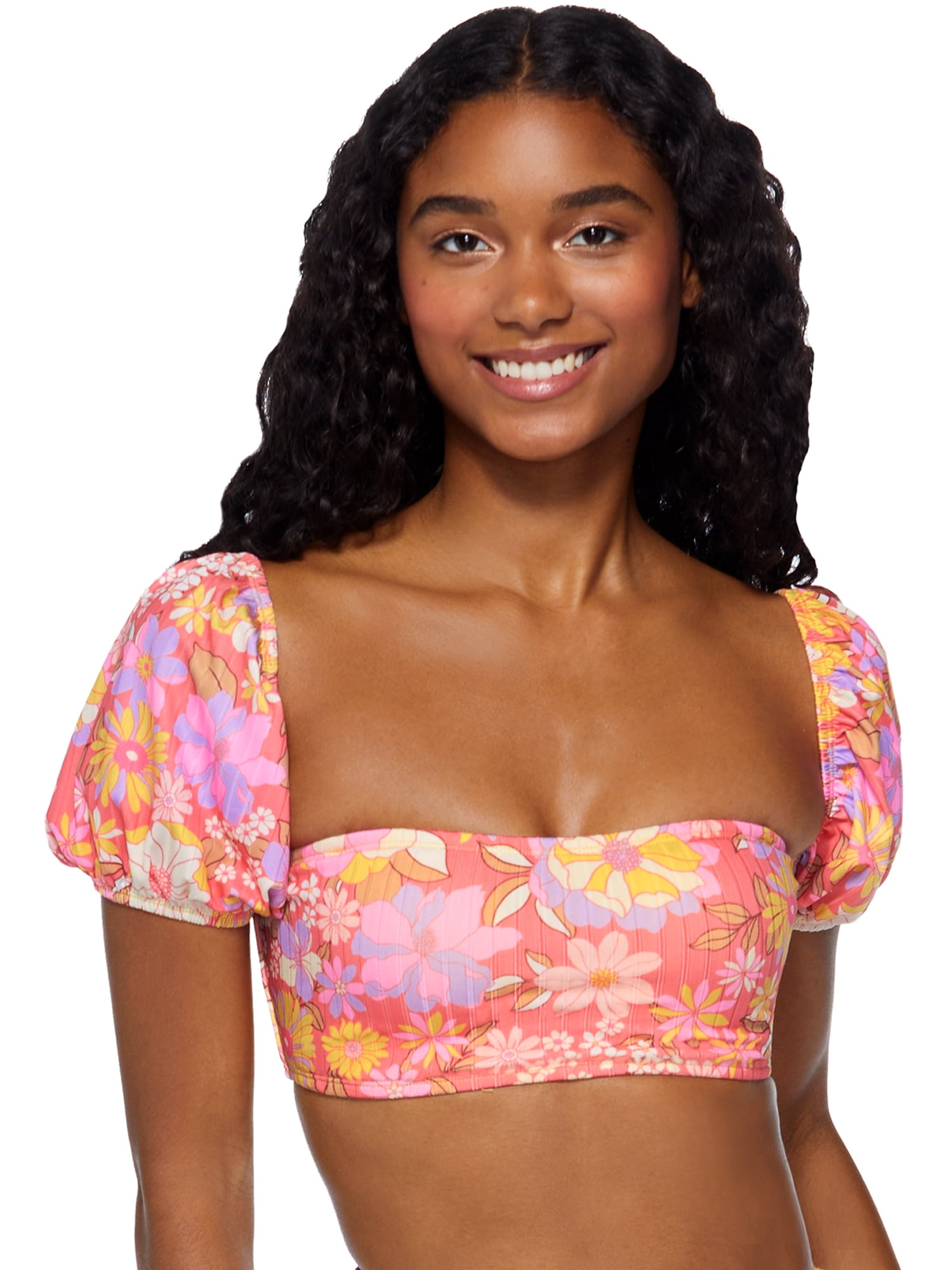 Puff sleeve swim top new arrivals