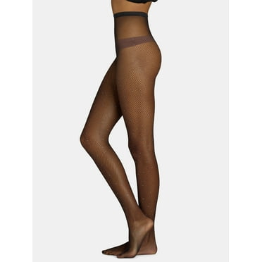 No Boundaries Juniors Rhinestone Fishnet Tight, Sizes S-XXXL