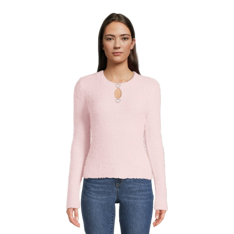No Boundaries Juniors Heart Keyhole Sweater