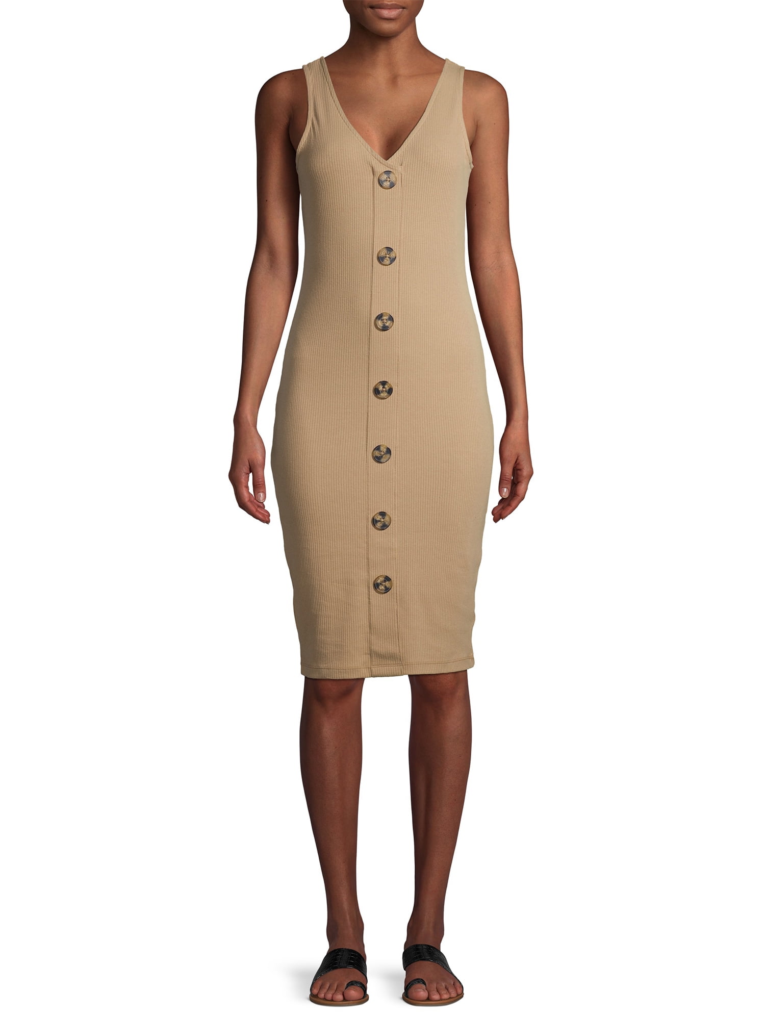 No Boundaries Juniors Rib Button Front Dress