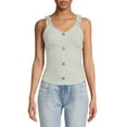 thumbnail image 1 of No Boundaries Juniors Rib Button Front Tank Top, 1 of 5