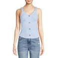 thumbnail image 1 of No Boundaries Juniors Rib Button Front Tank Top, 1 of 5