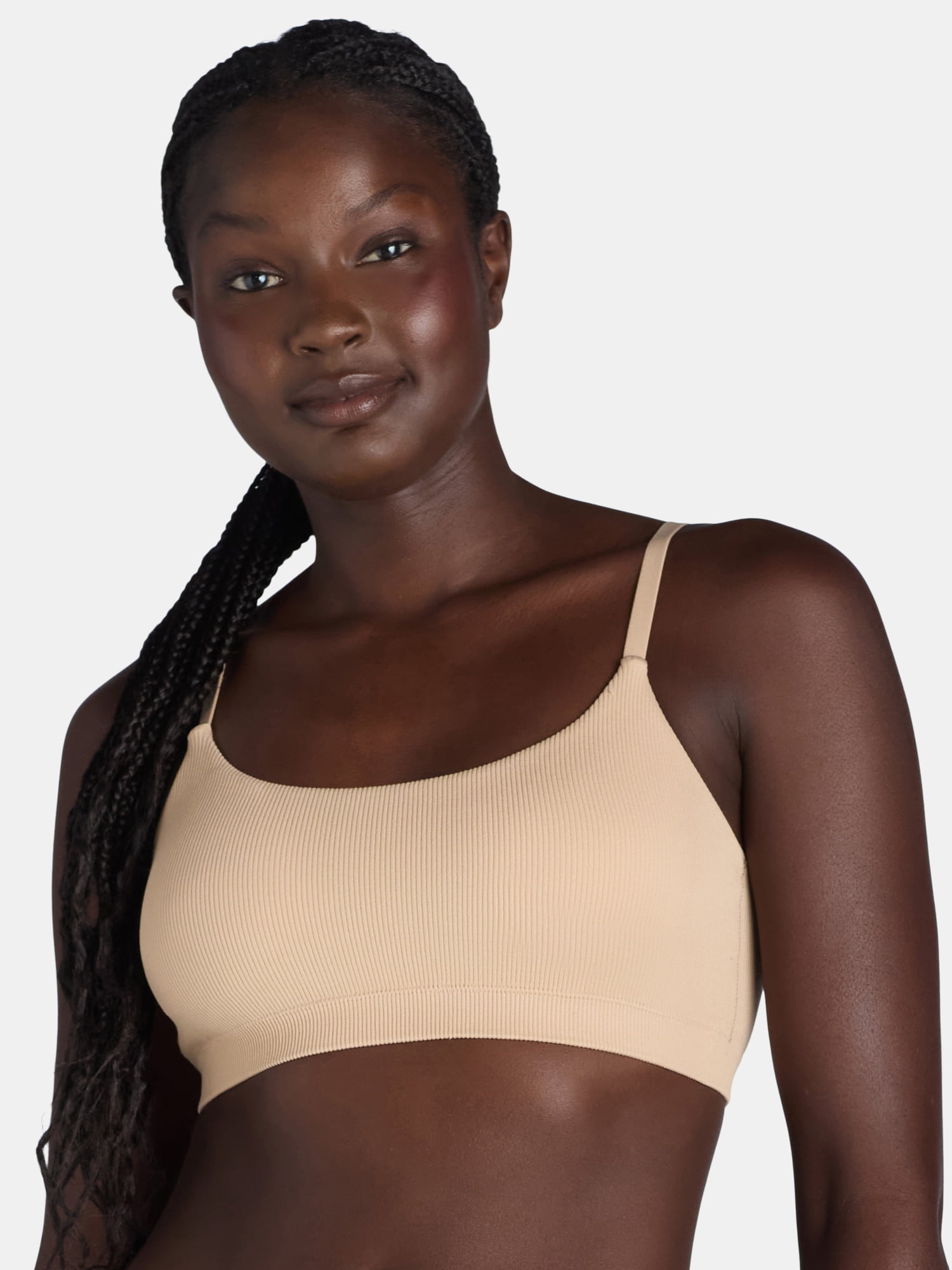No Boundaries Seamless Ribbed Cami Bralette, Women’s and Women’s Plus