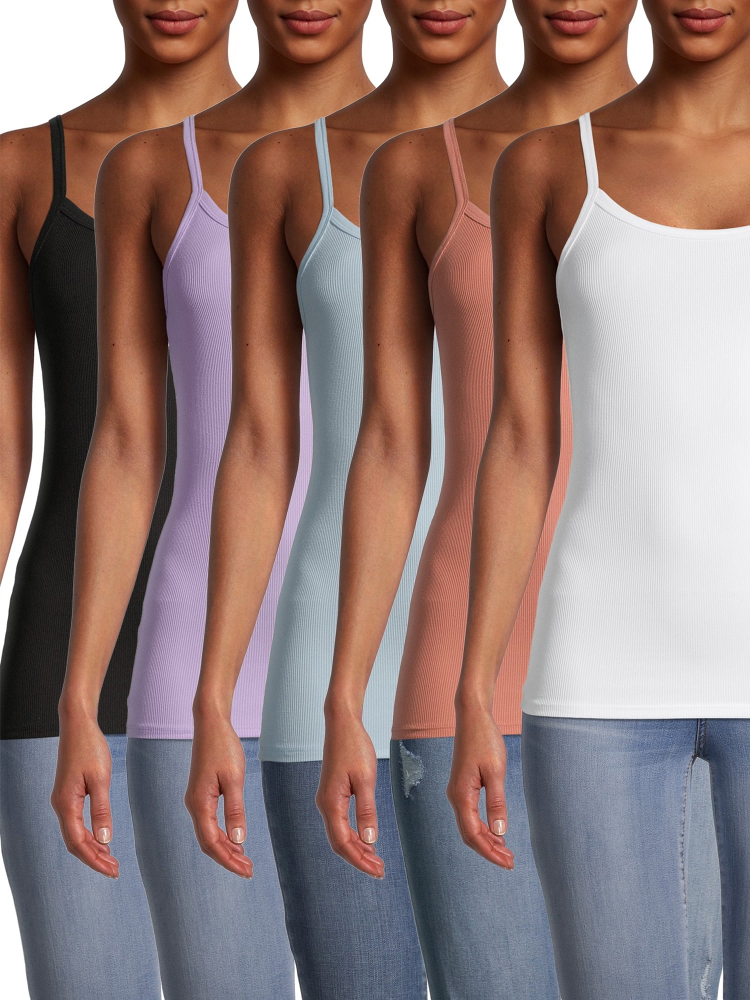 5 Pack Juniors Ribbed Cami Tops by No Boundaries Jordan Ubuy