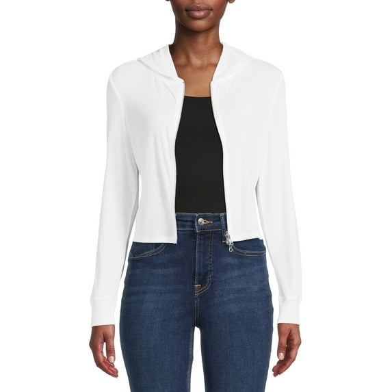 No Boundaries Juniors' Ribbed Double Zip Hoodie