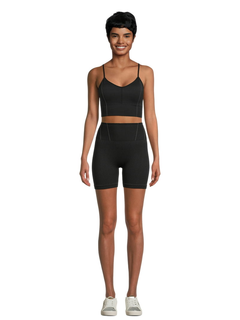 Crop Top Bike Shorts Matching Set UANWENN Two Piece Outfits Women