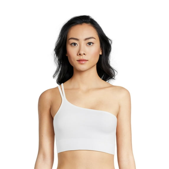 No Boundaries Juniors Ribbed One Shoulder Brami, Sizes S-3XL