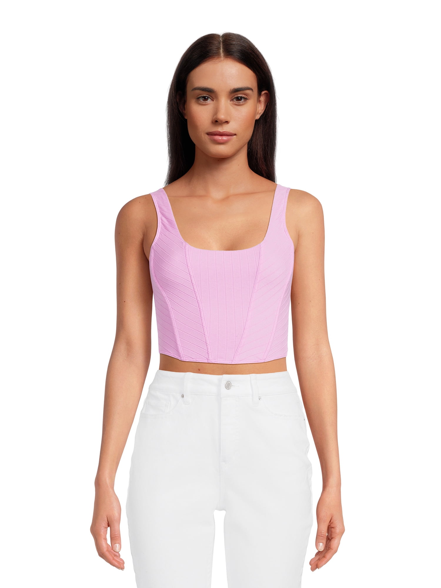 No Boundaries Juniors Ribbed Square Neck Bustier