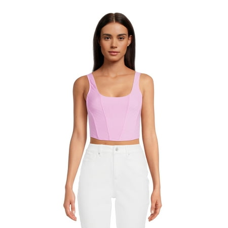 No Boundaries Juniors Ribbed Square Neck Bustier