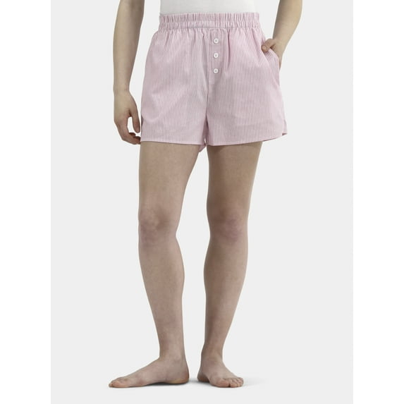 No Boundaries Cotton Boxer Shorts with Rollover Waist, 3'' Inseam, Women's