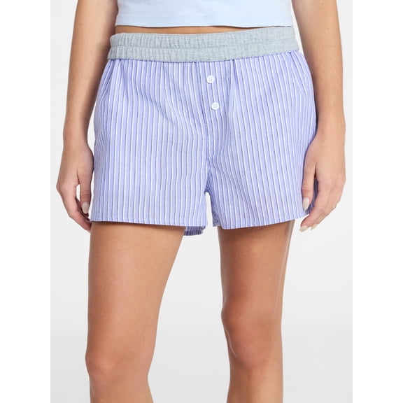 No Boundaries Cotton Rollover Waist Boxer Shorts, 3'' Inseam, Women’s 00-20