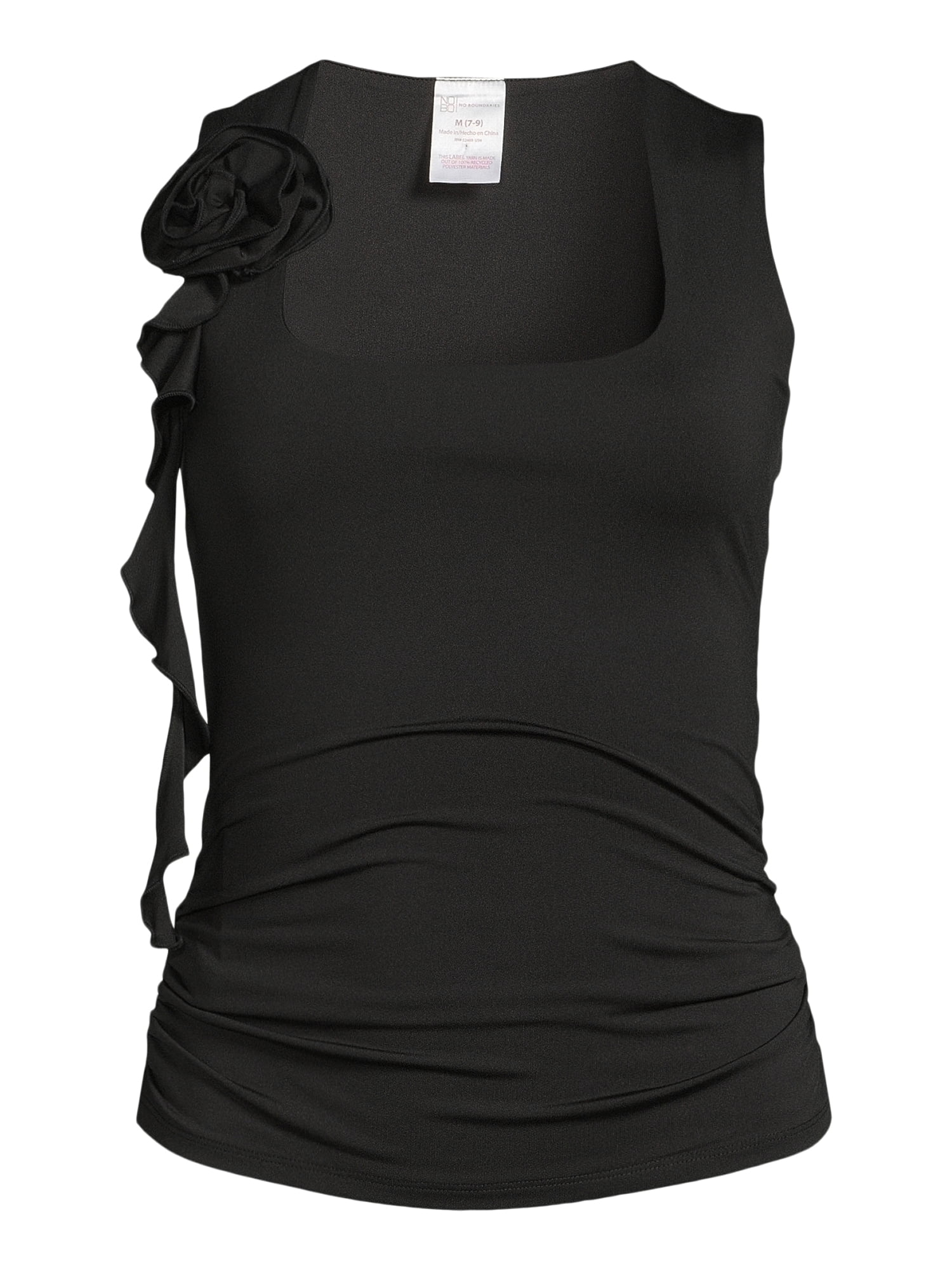 No Boundaries Juniors Rosette Ruffle Top, Sizes XS-XXXL - Walmart.com