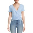 thumbnail image 1 of No Boundaries Juniors’ Ruched Fashion Top, 1 of 5