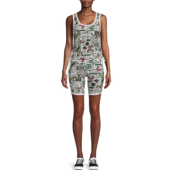 No Boundaries Juniors' Ruched Tank Top and Shorts Active Set, 2-Piece