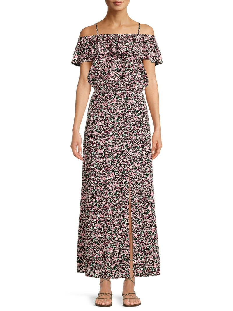 No Boundaries Juniors' Ruffle Crop Top and Maxi Skirt, 2-Piece Set